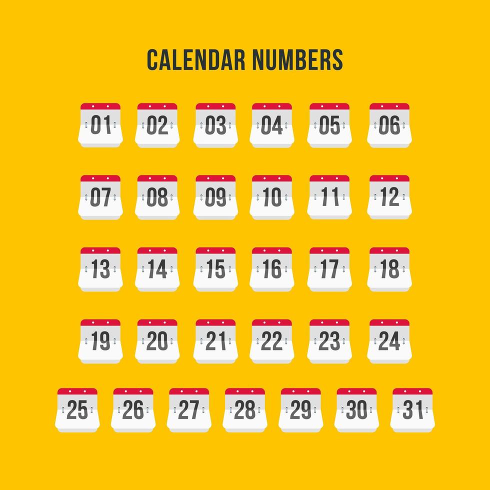 conjunto de iconos de número de calendario vector