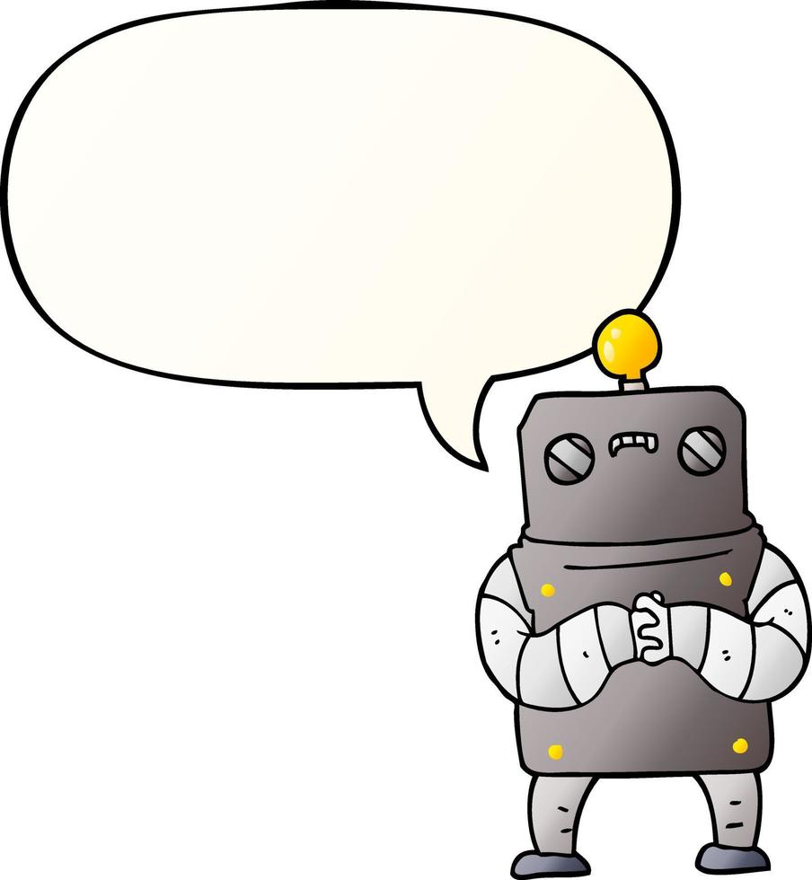 cartoon robot and speech bubble in smooth gradient style vector