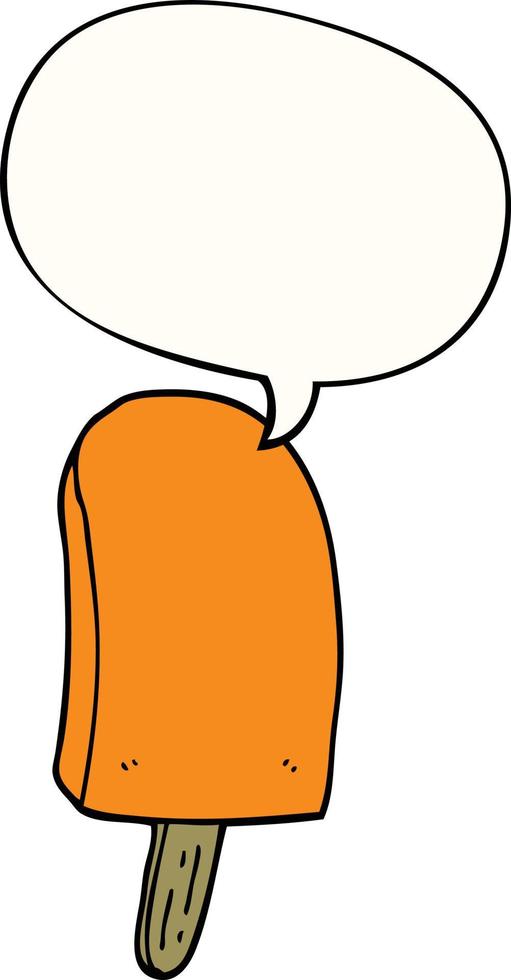 cartoon ice lolly and speech bubble vector