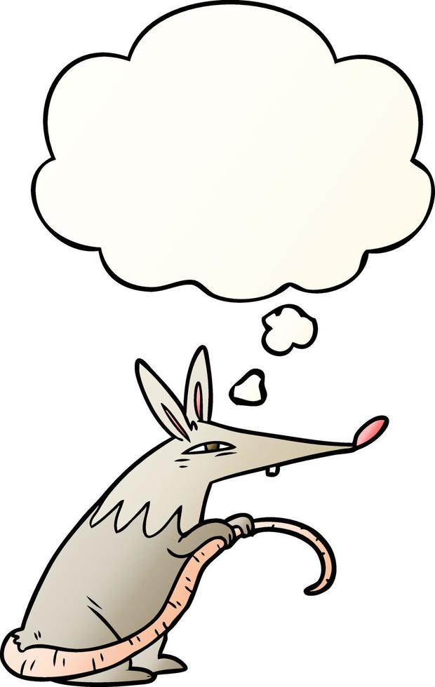 cartoon rat and thought bubble in smooth gradient style vector