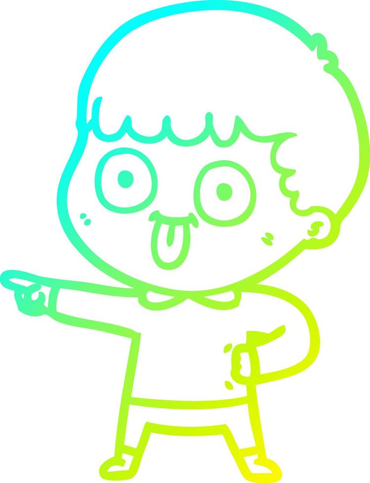cold gradient line drawing cartoon man staring vector