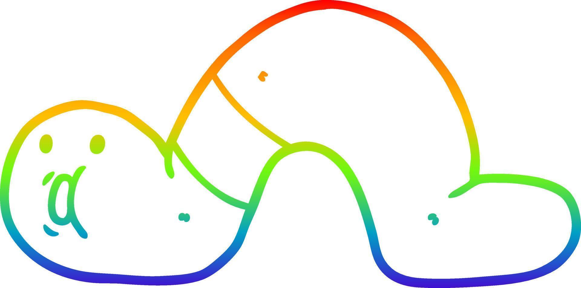 rainbow gradient line drawing cartoon surprised worm vector