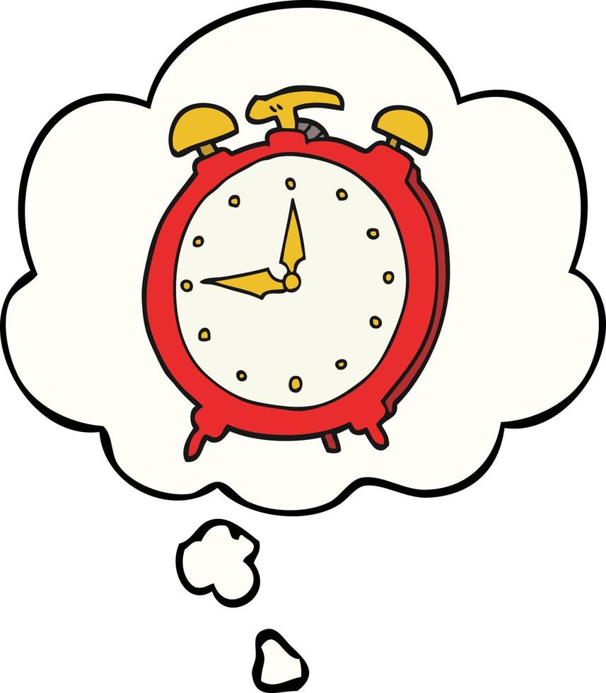cartoon alarm clock and thought bubble vector