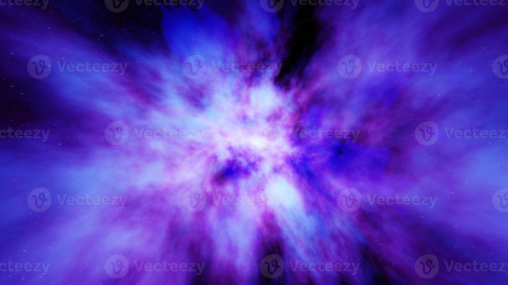 nebula gas in space. blue and purple nebula. fly through nebula gases. space travel. 3D illustration photo