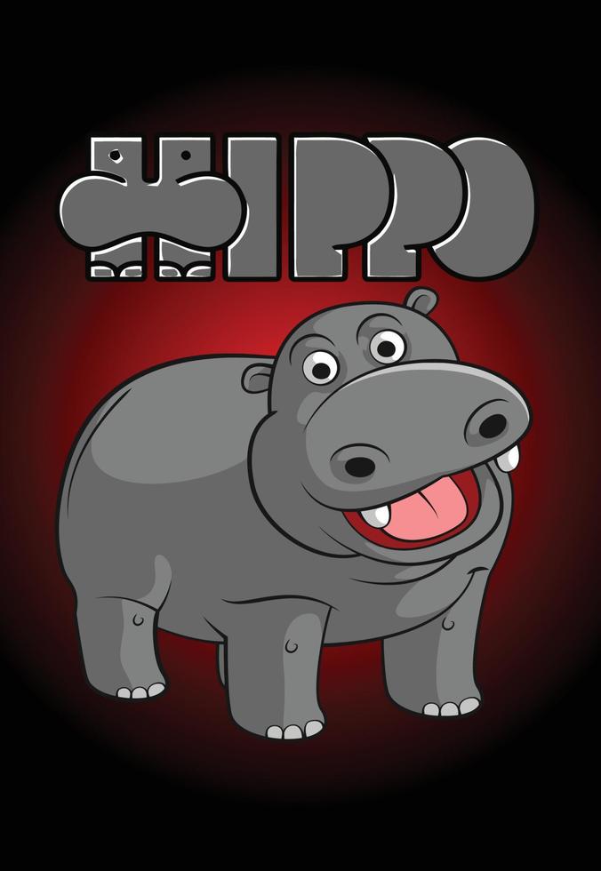 Hippo funny poster vector