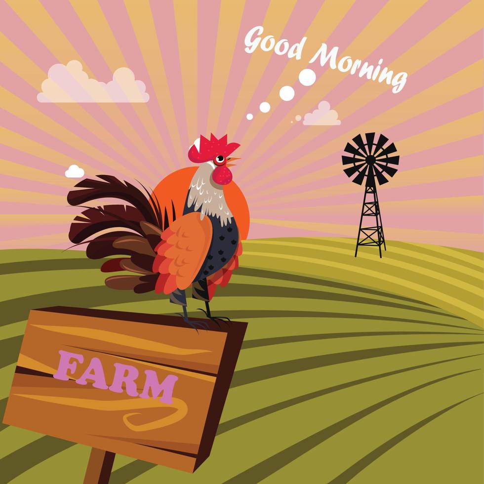 good morning Chicken farm vector