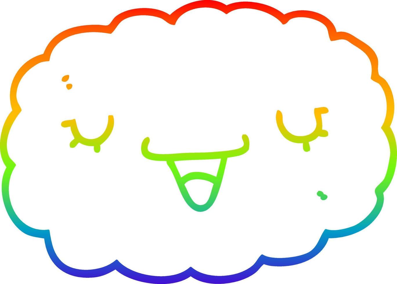 rainbow gradient line drawing cartoon cloud vector