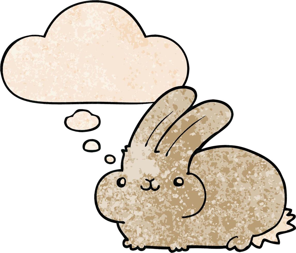 cartoon rabbit and thought bubble in grunge texture pattern style vector