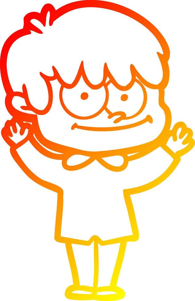 warm gradient line drawing happy cartoon man vector