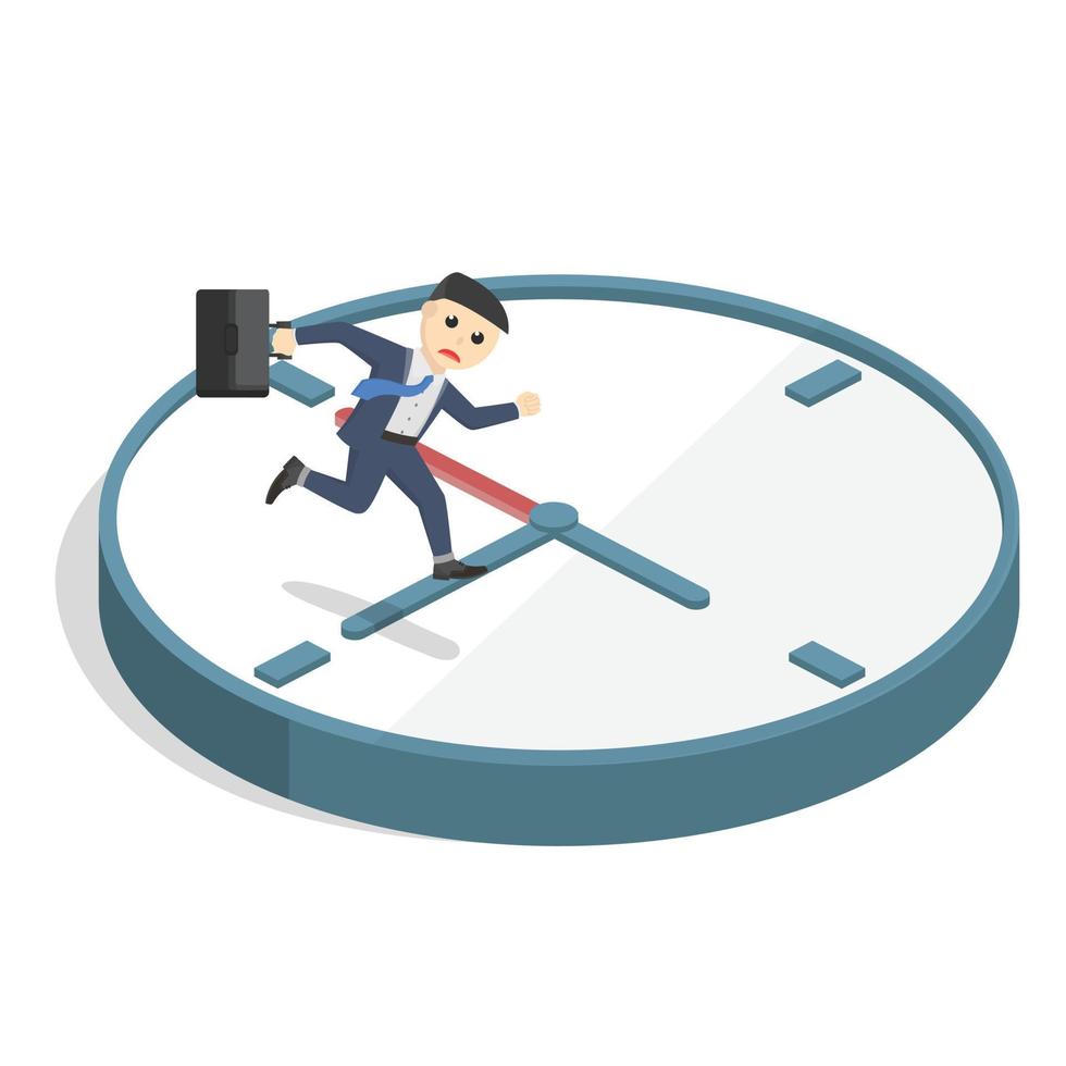 businessman stuck in the time clock design character on white background vector