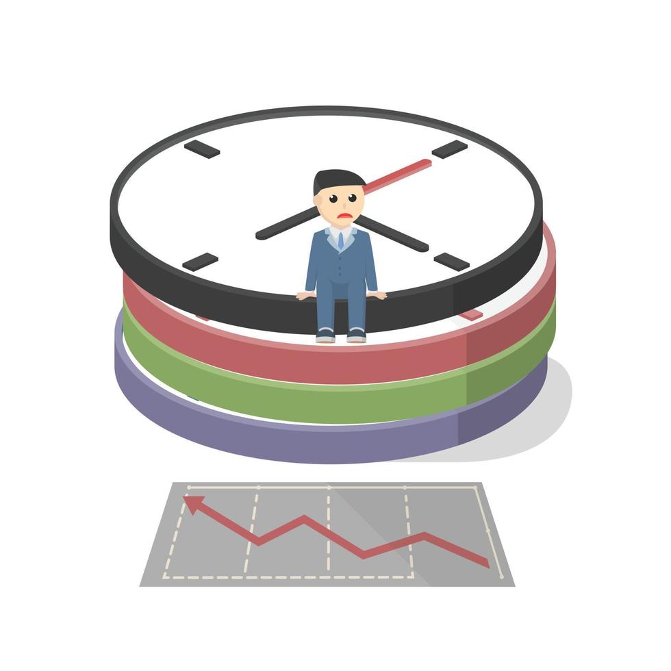 businessman wasteing time pensively design character on white background vector