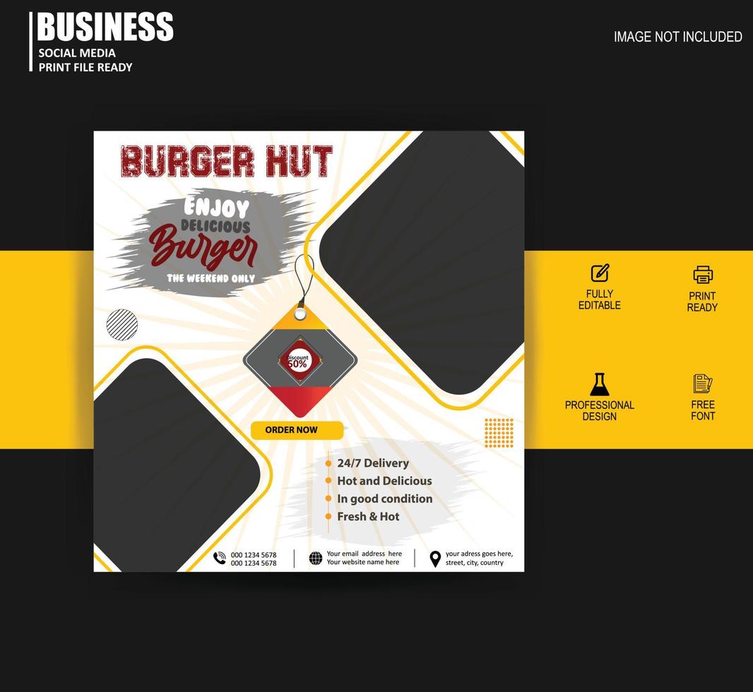 plantilla de banner de redes sociales de hamburguesa especial vector gratis