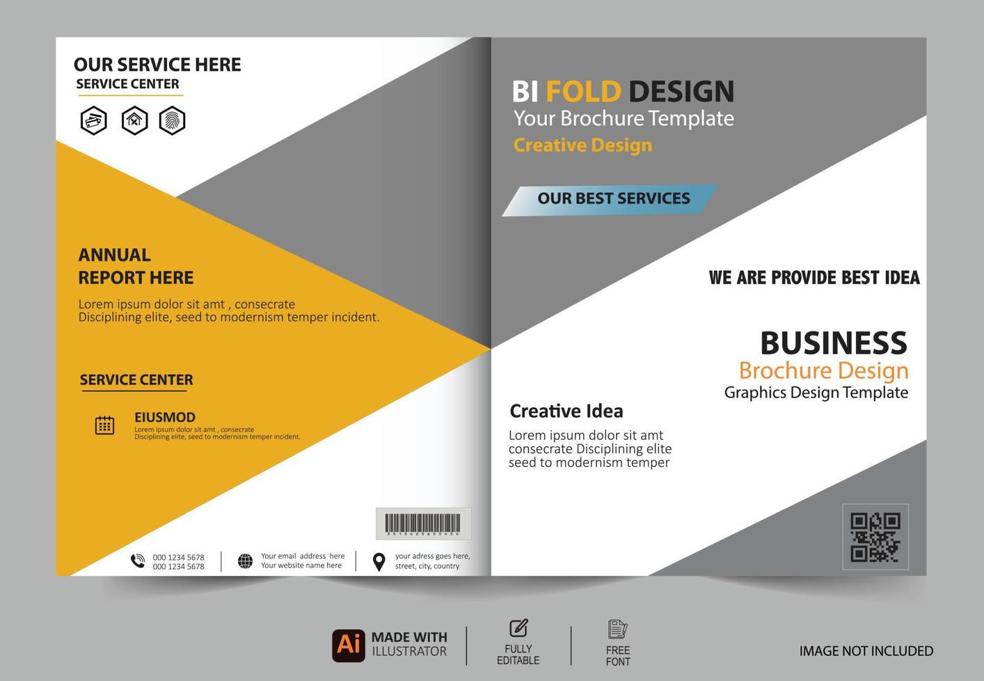 plantilla de folleto de doble pliegue de negocios creativos con vector