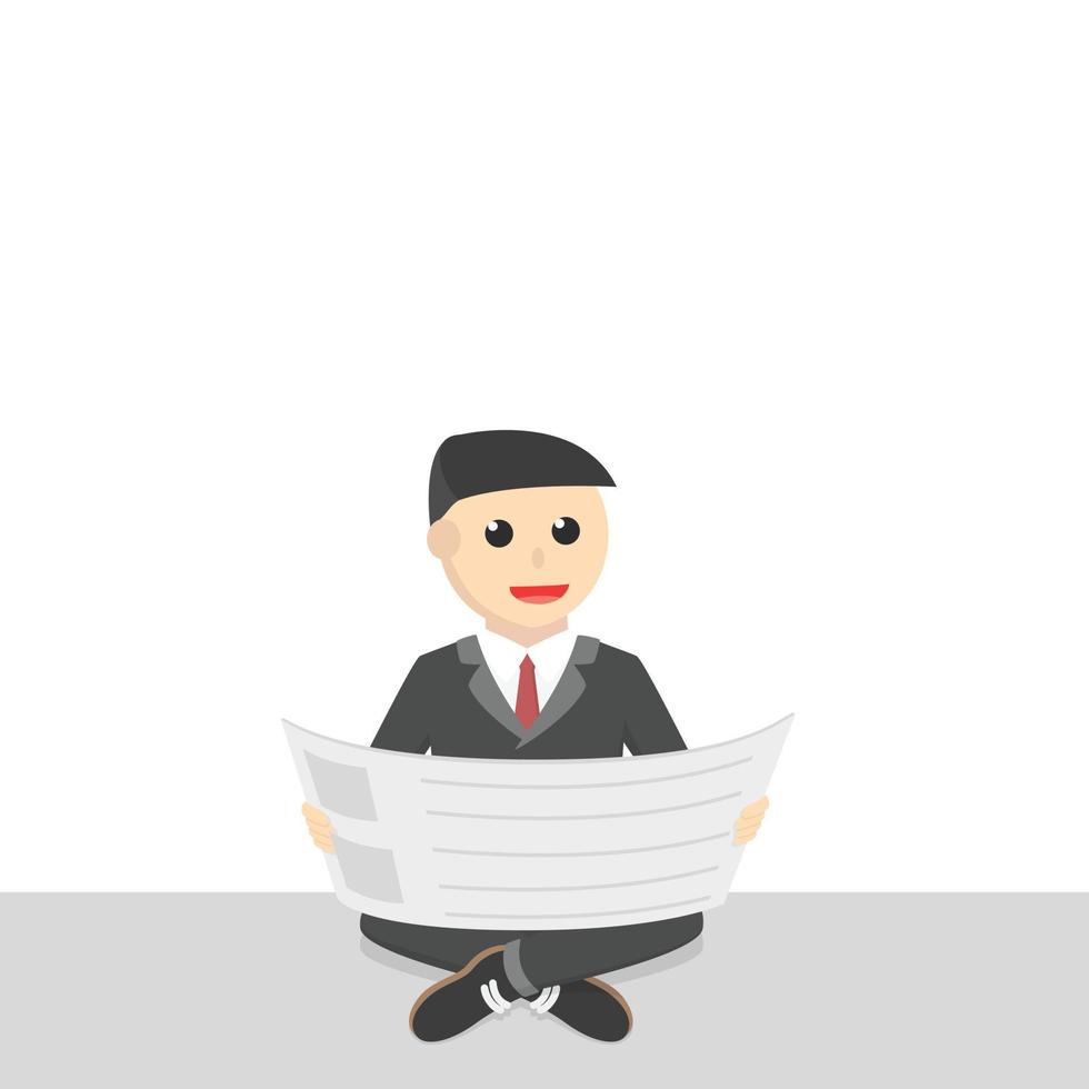 businessman relax and reading newspaper design character on white background vector