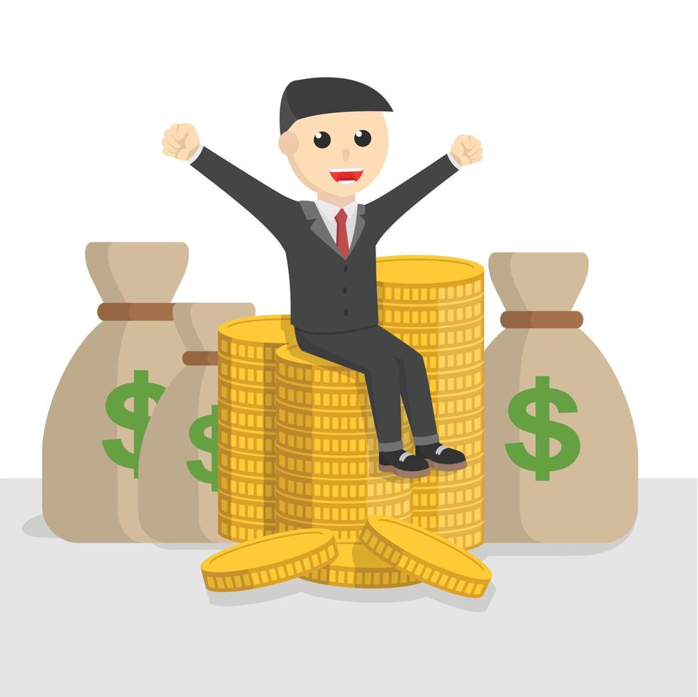 businessman sitting in the treasure design character on white background vector