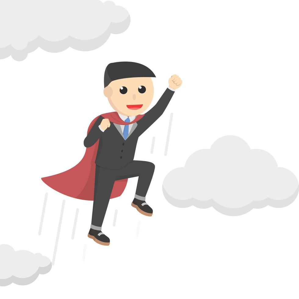 businessman super entrepreneur fly design character on white background vector