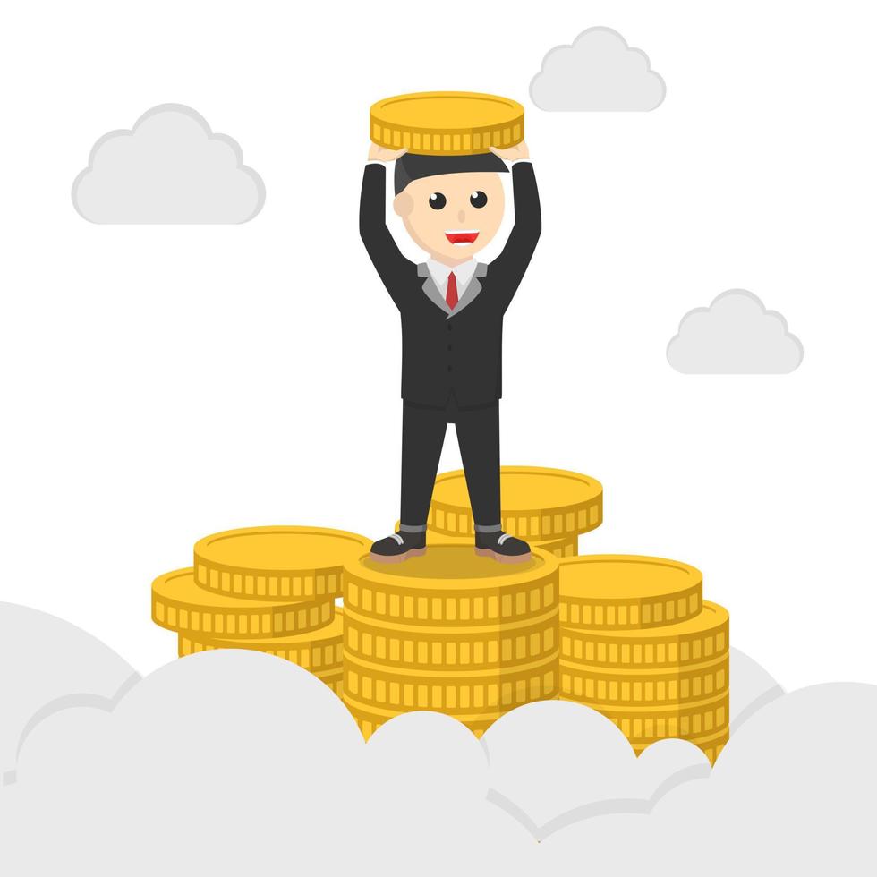 businessman in the stack of money  design character on white background vector