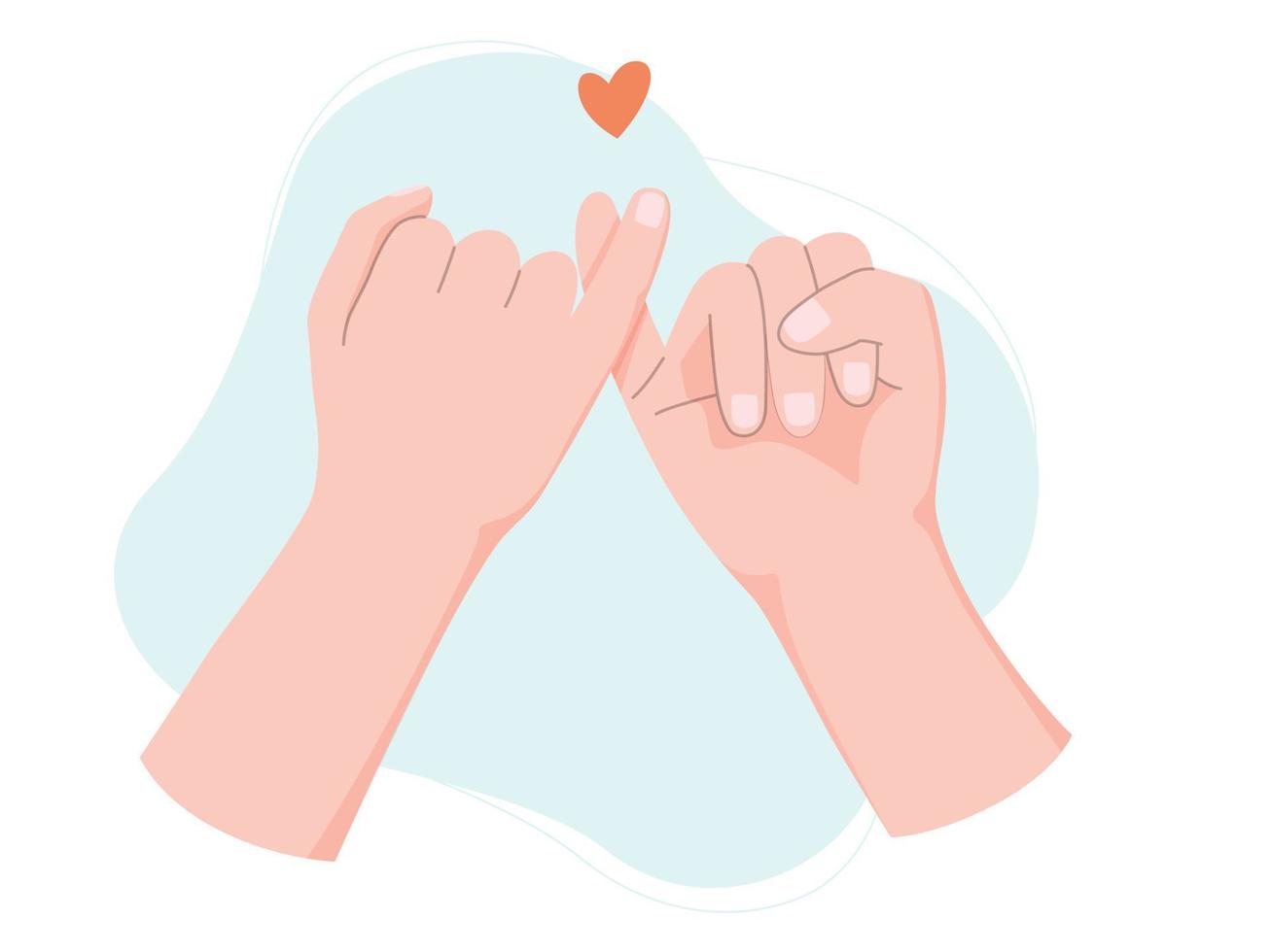 Pinky promise hands gesturing. Concept of reconciliation of friends or lovers. vector