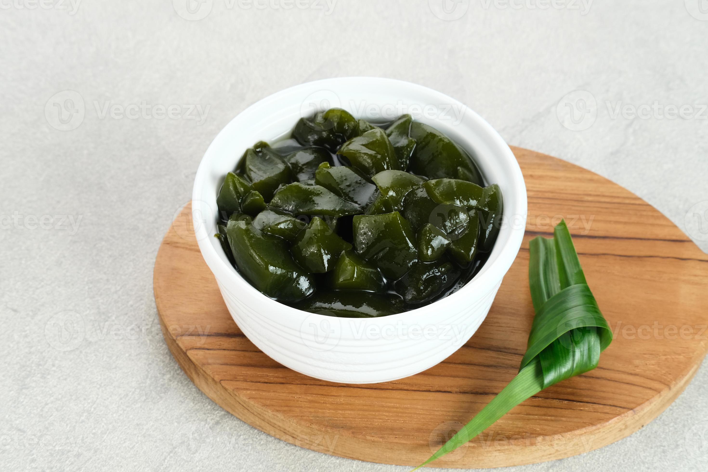 Cincau Hijau, green grass jelly or leaf jelly, a traditional Indonesian