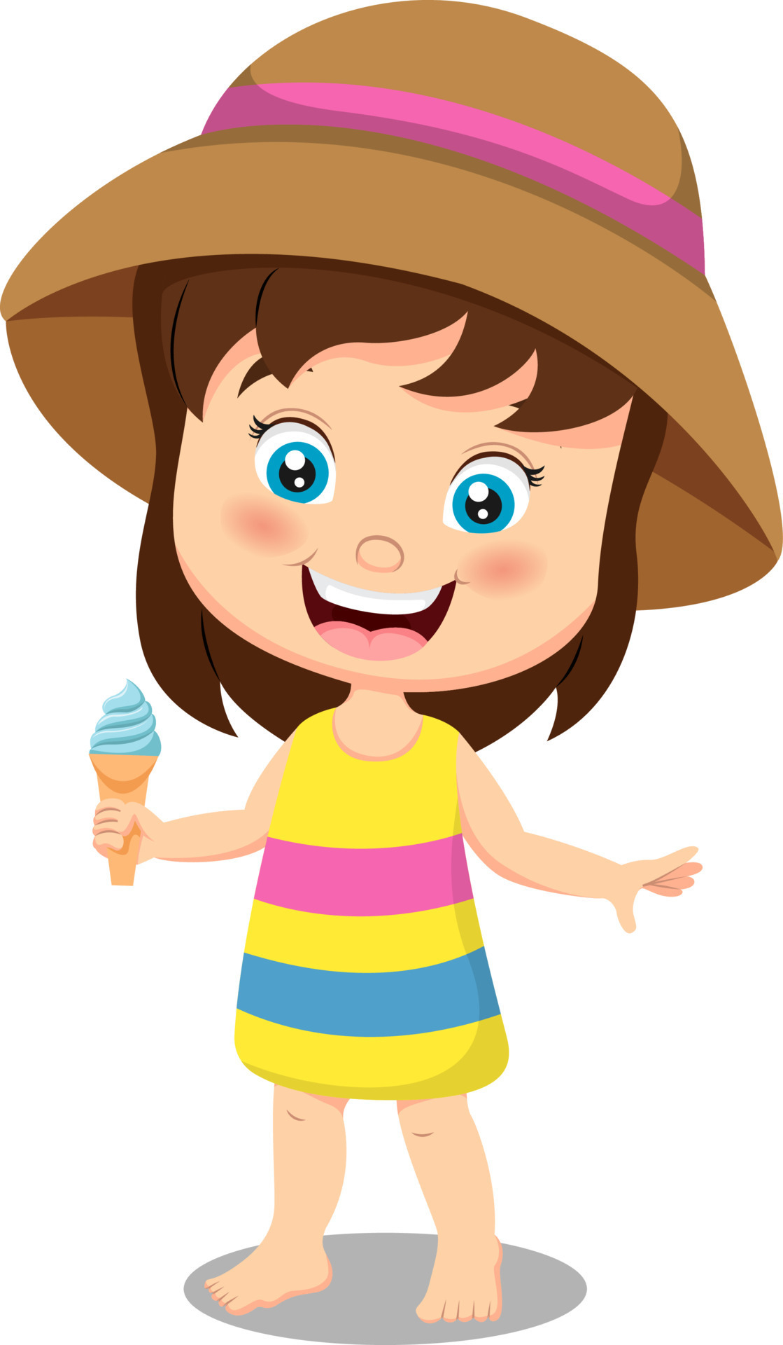 Cute little girl cartoon eating ice cream 8568648 Vector Art at Vecteezy