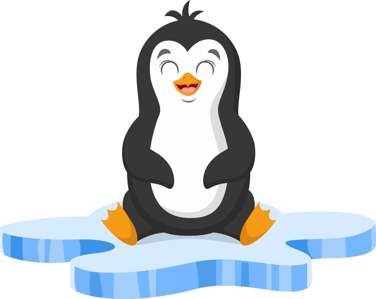 Cute baby penguin sitting on ice floe vector