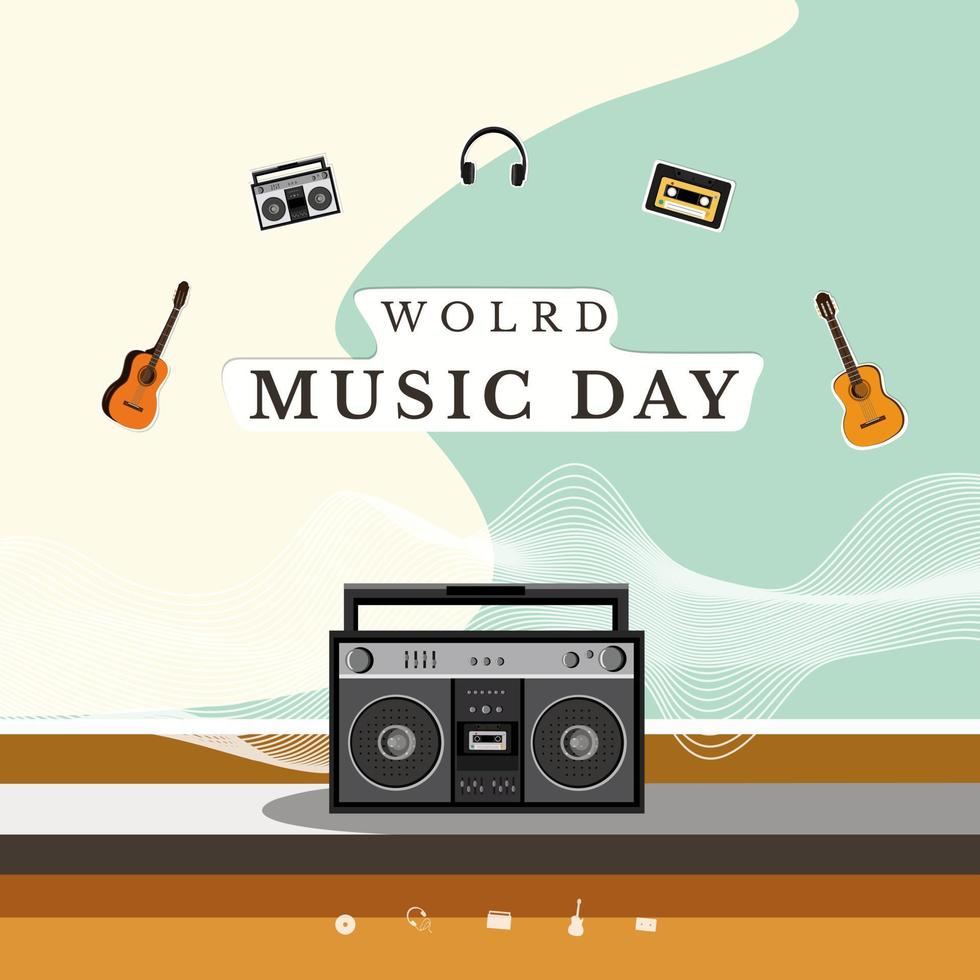 ilustración vectorial del día mundial de la música vector