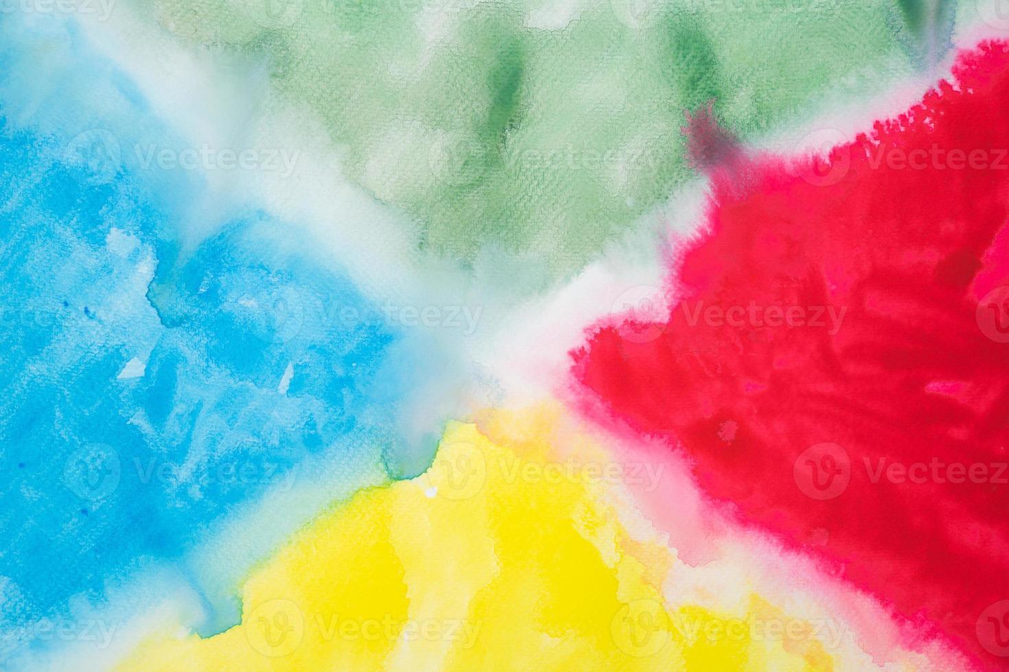 Abstract 4 watercolours on the 4 side and corner with white cross sign in the middle of it. photo