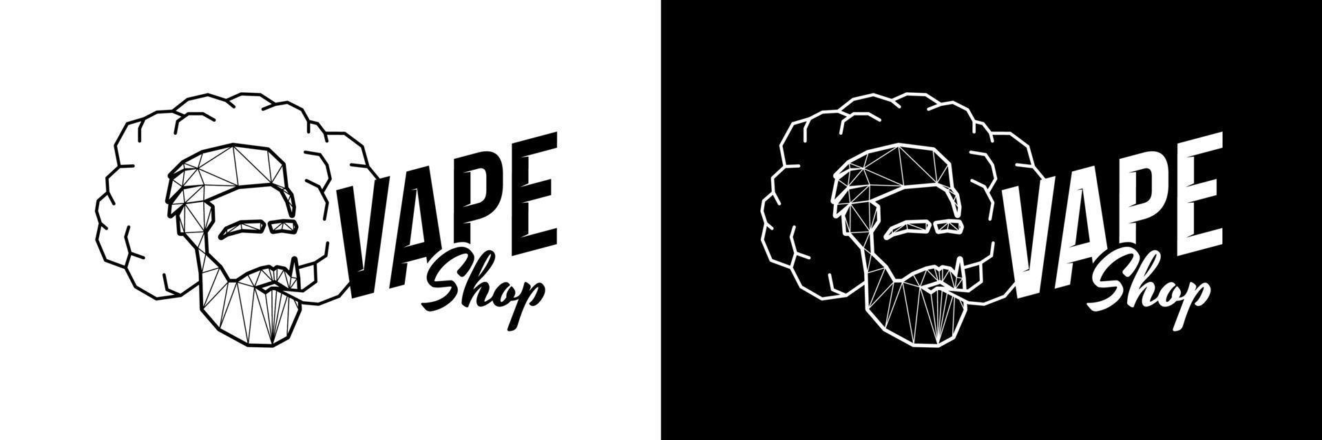 Vape shop polygonal logo. Hipster exhales vaporizer smoke cloud. Linear abstract triangle low poly style logotype for electronic cigarette store. E-cigarette vaping seller badge vector design template