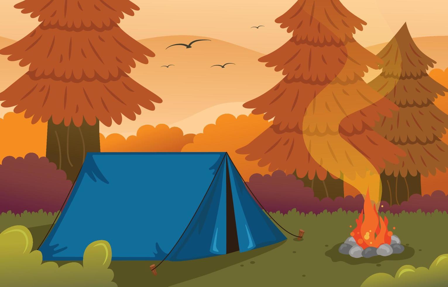 Campsite on Autumn vector