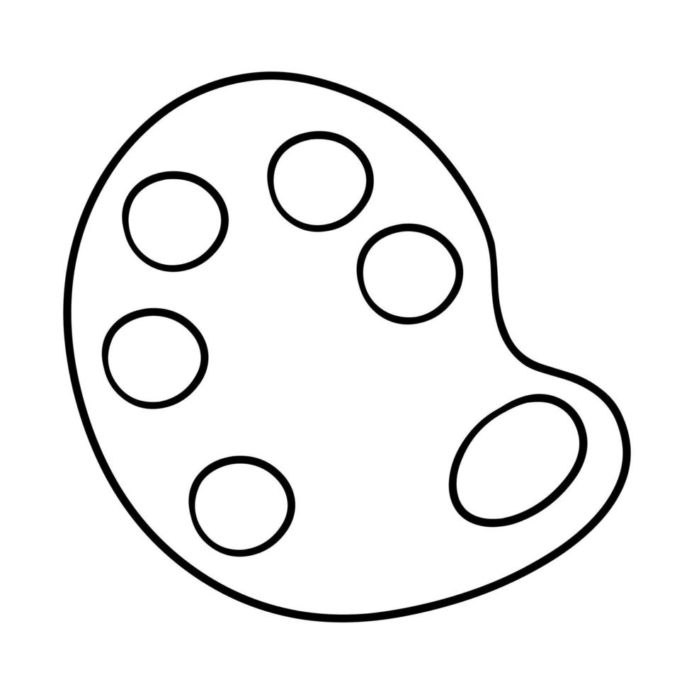 Monochrome picture, Oval palette for paints, drawing tool, cartoon vector illustration on a white background