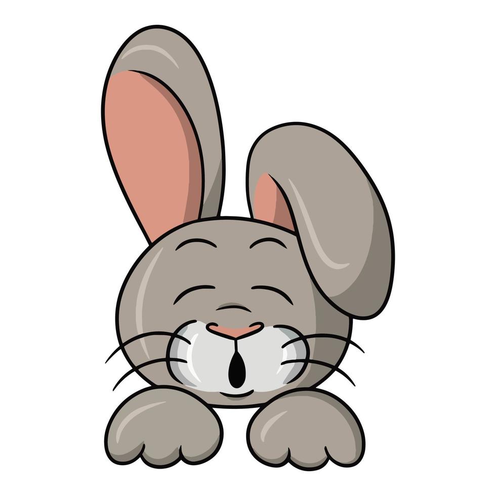 Cute Funny rabbit with pink ears is sleeping, vector illustration in cartoon style on a white background