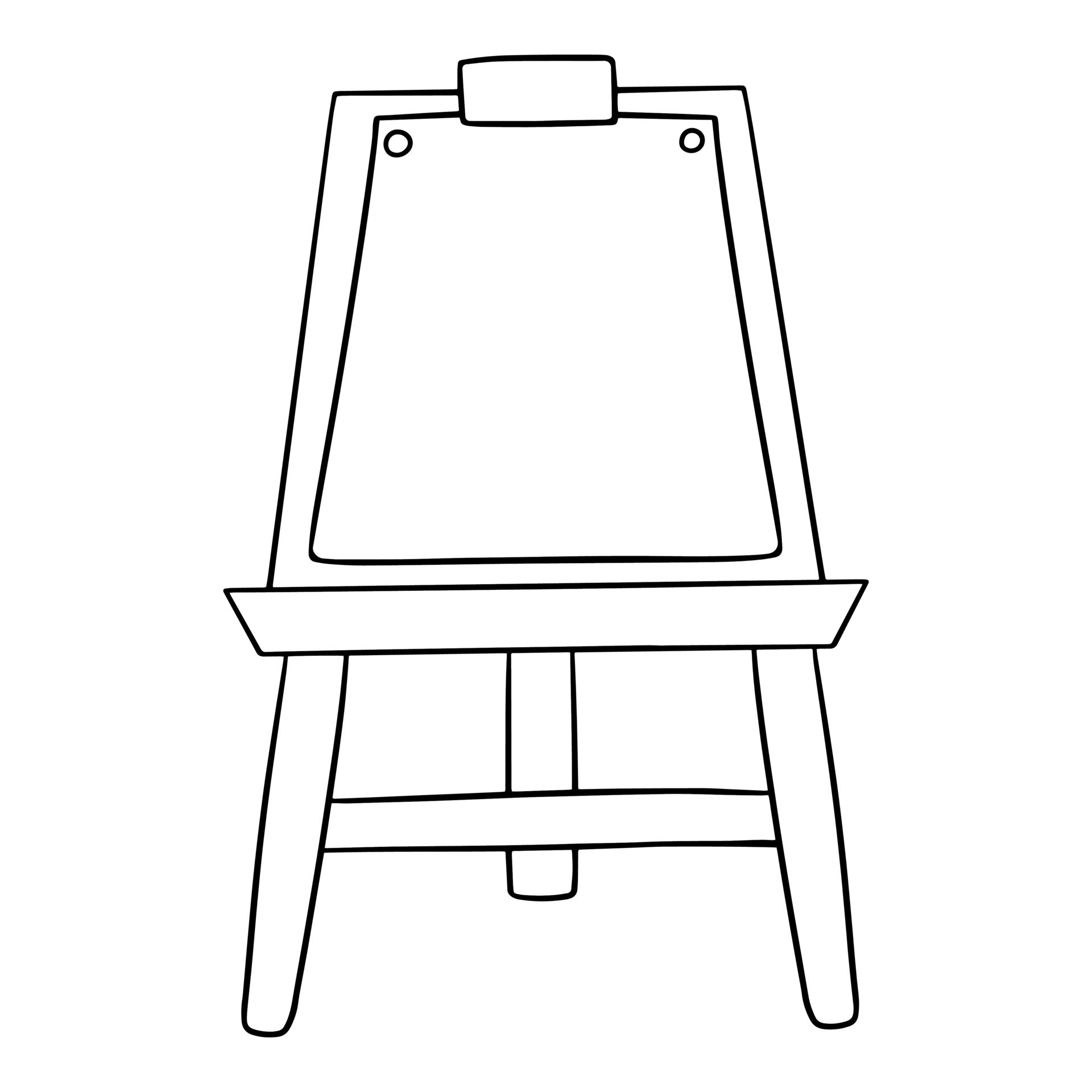 Monochrome picture, Wooden easel with a sheet of paper, vector