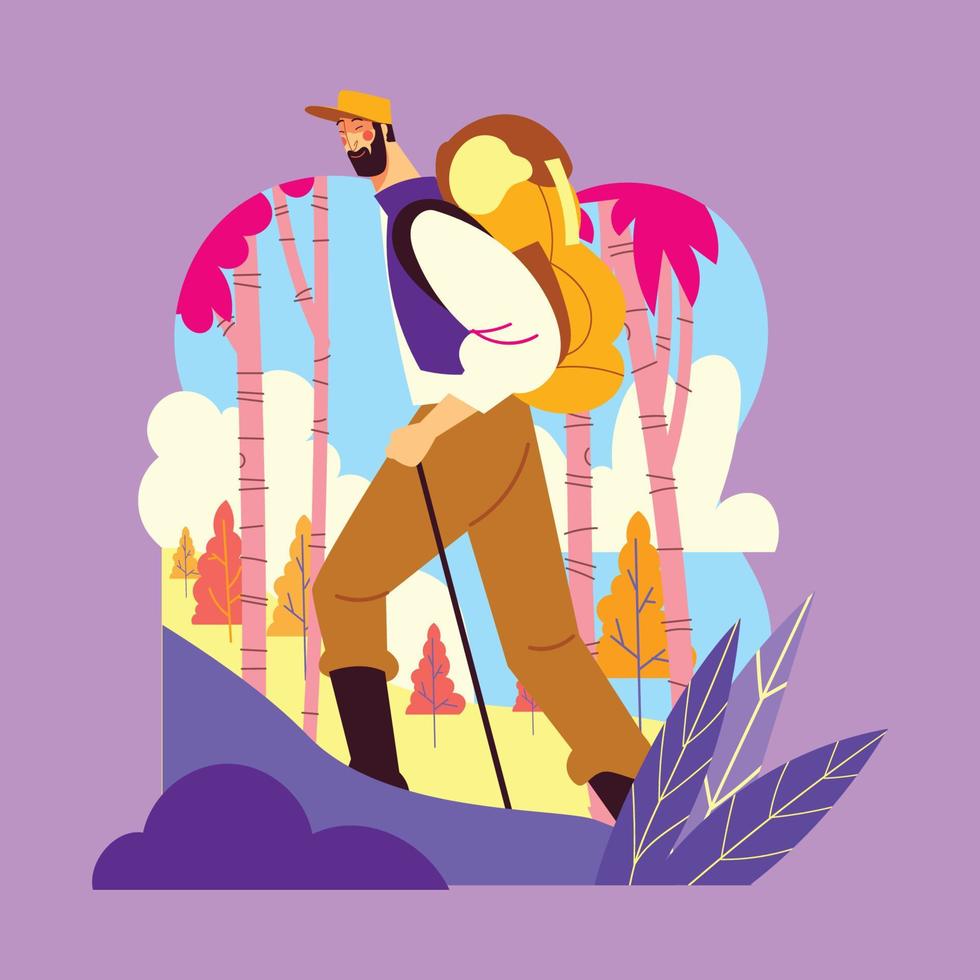 Autumn Season Hiking vector