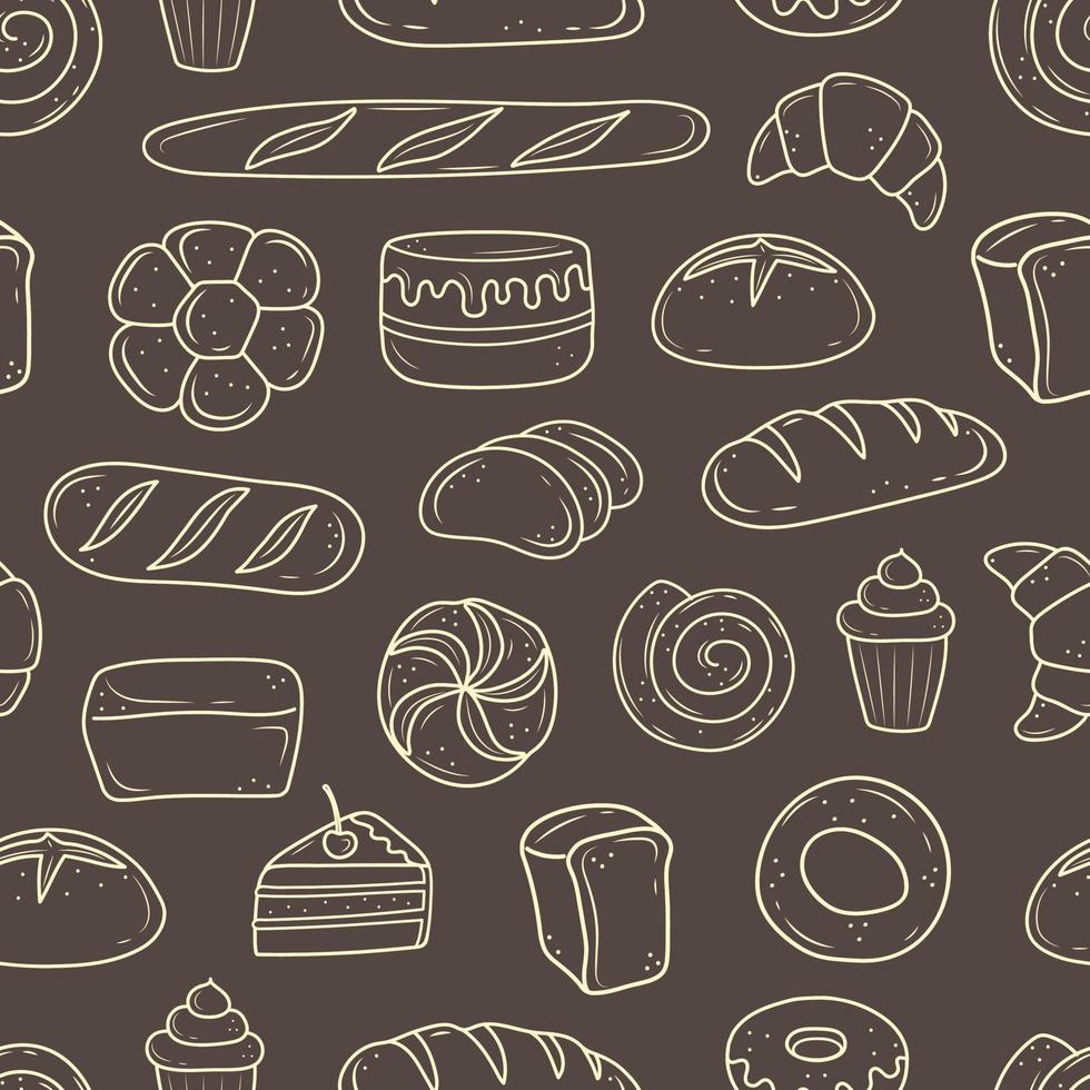 French bread bakery product set, vector