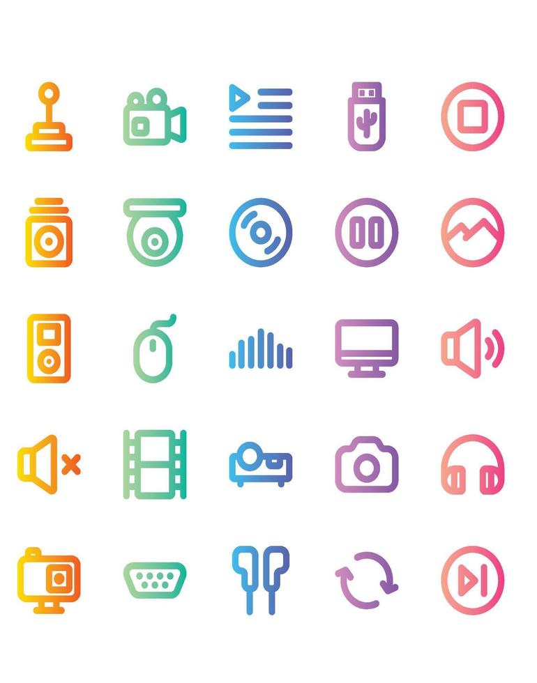 conjunto de iconos multimedia 30 aislado sobre fondo blanco vector