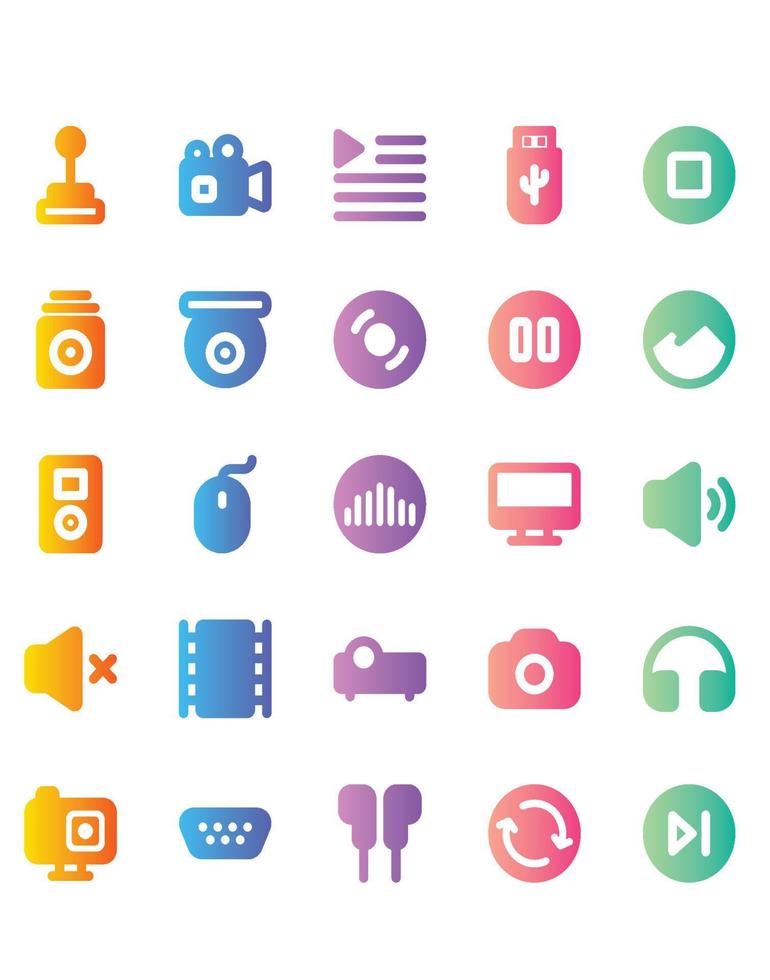 Multimedia Icon Set 30 isolated on white background vector