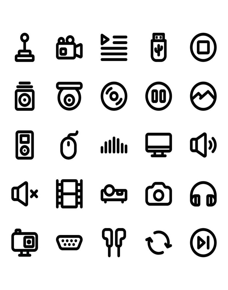 Multimedia Icon Set 30 isolated on white background vector