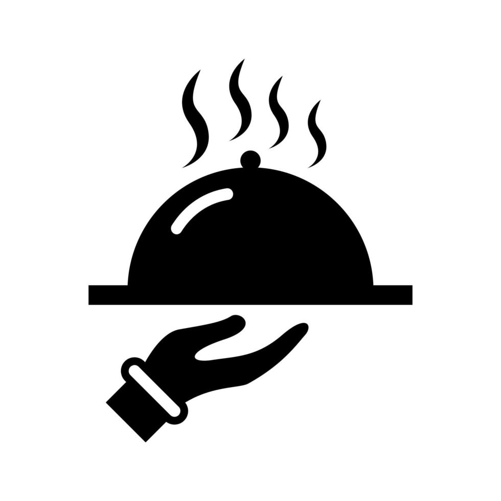 Vector of Tray Food Icon. Restaurant Cloche Symbol of serving food