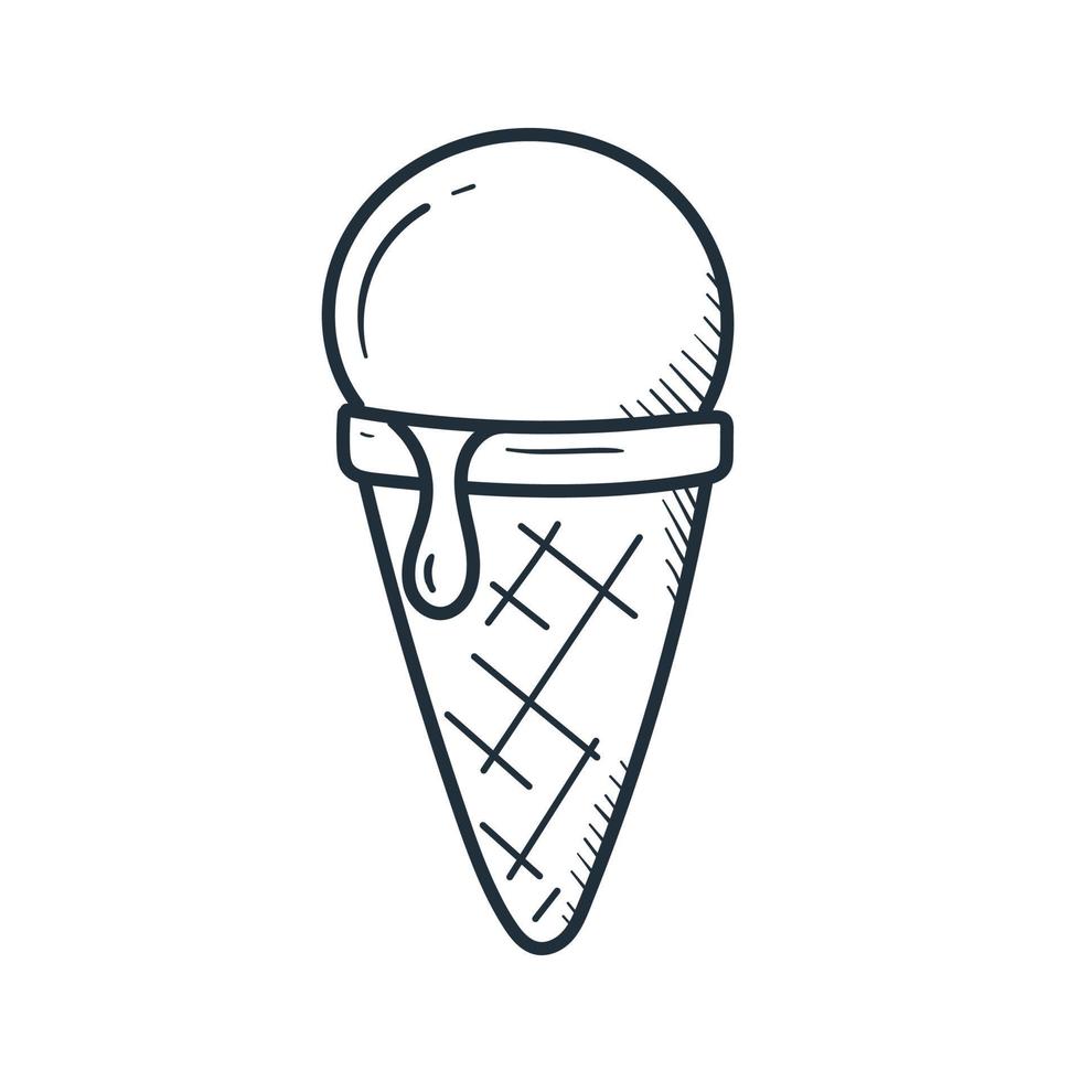 Ice cream hand drawn in doodle style. Sketch vector illustration.