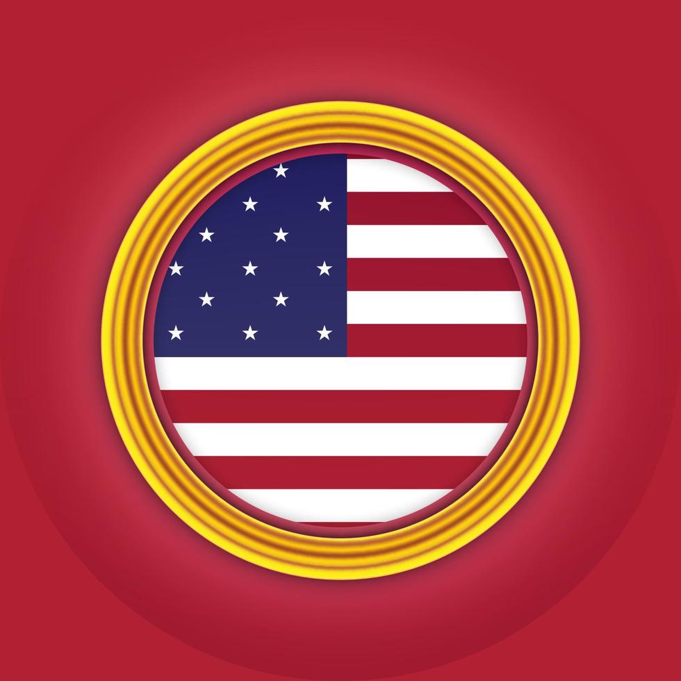 bandera de los estados unidos en marco de borde dorado vector
