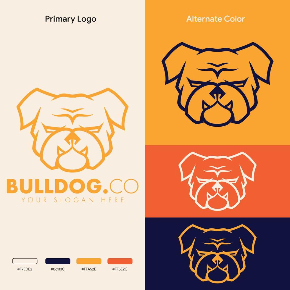 minimalist simple bulldog logo design vector