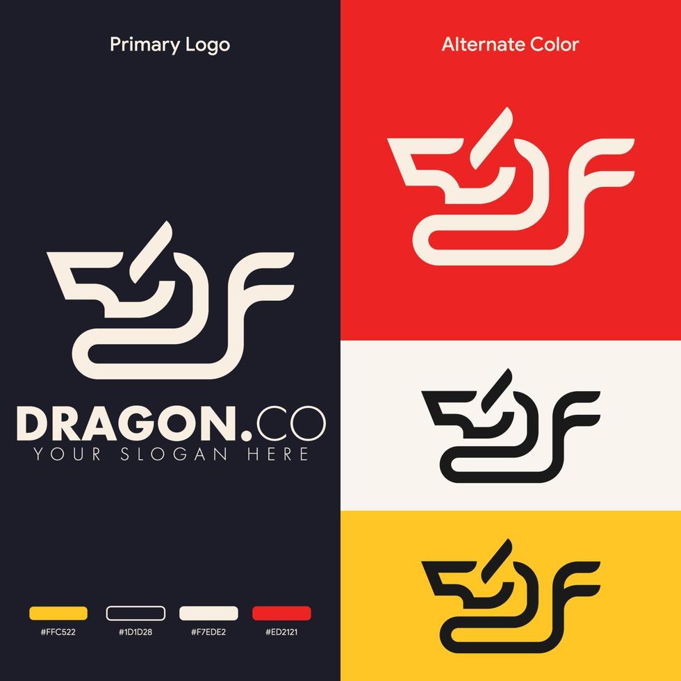 diseño de logotipo de dragón simple minimalista vector