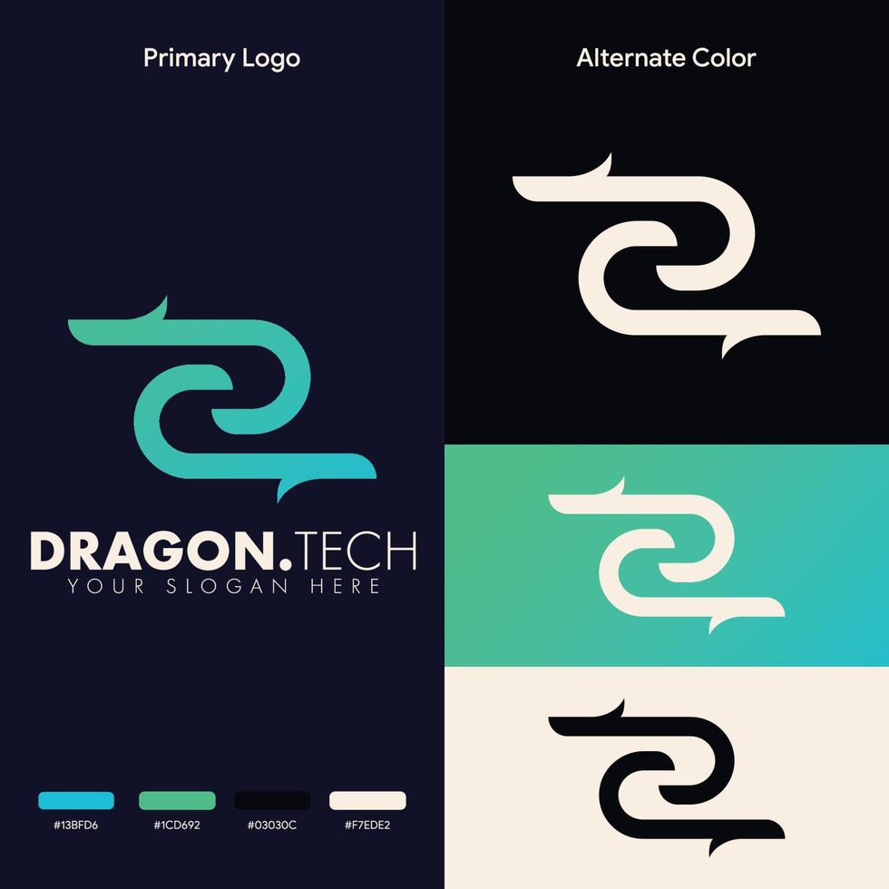 diseño de logotipo de dragón simple minimalista vector