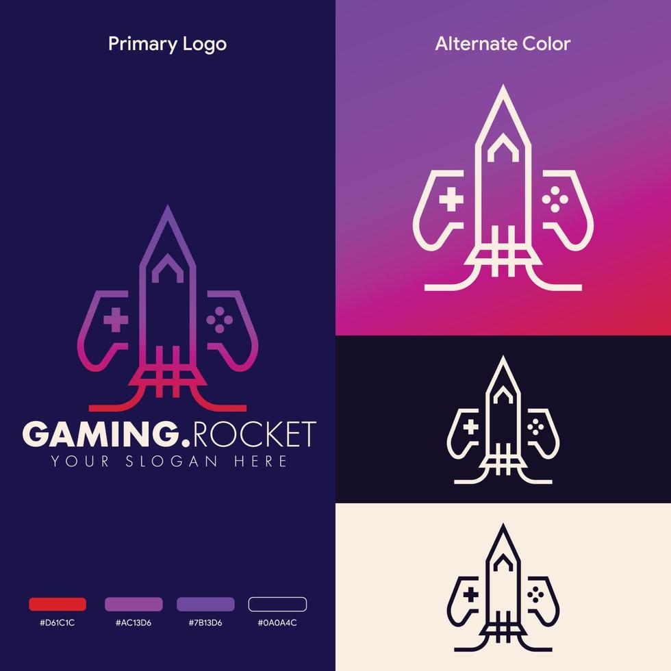 minimalist simple rocket gaming logo design vector
