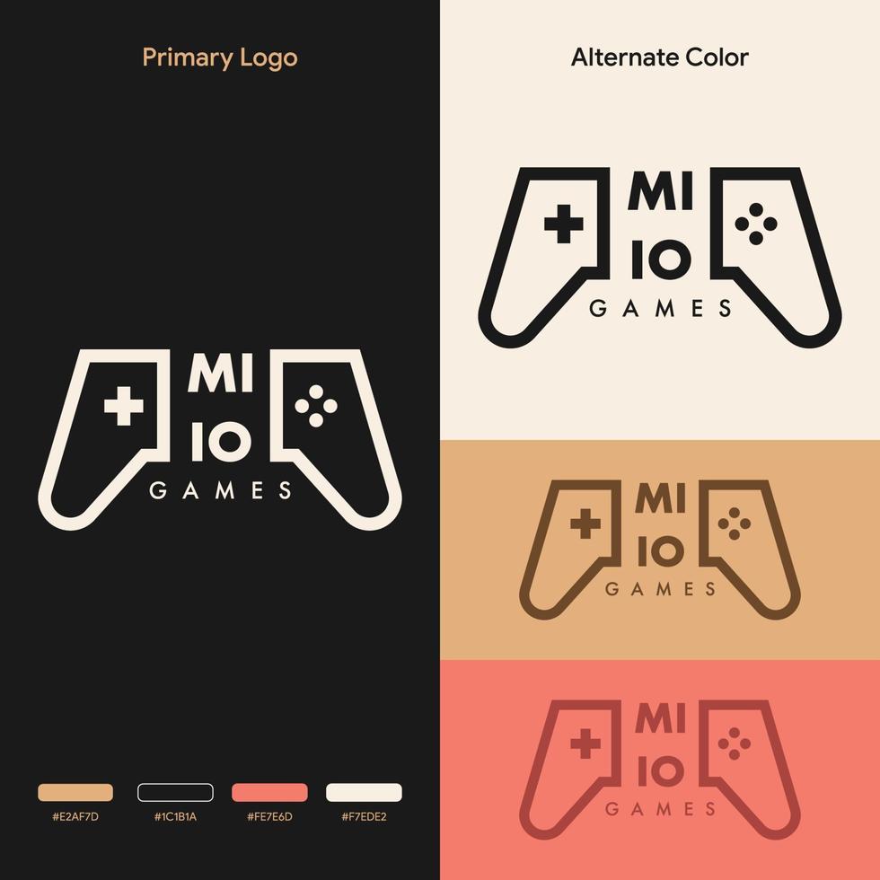 minimalist simple joystick gaming logo design vector