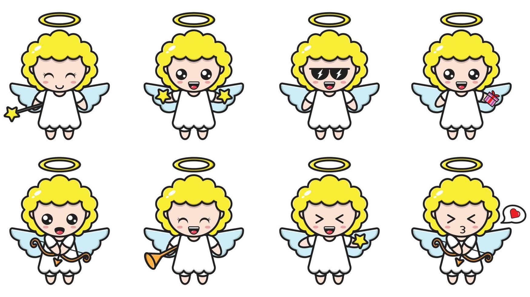 Cute angel cupid cartoon illustration vector