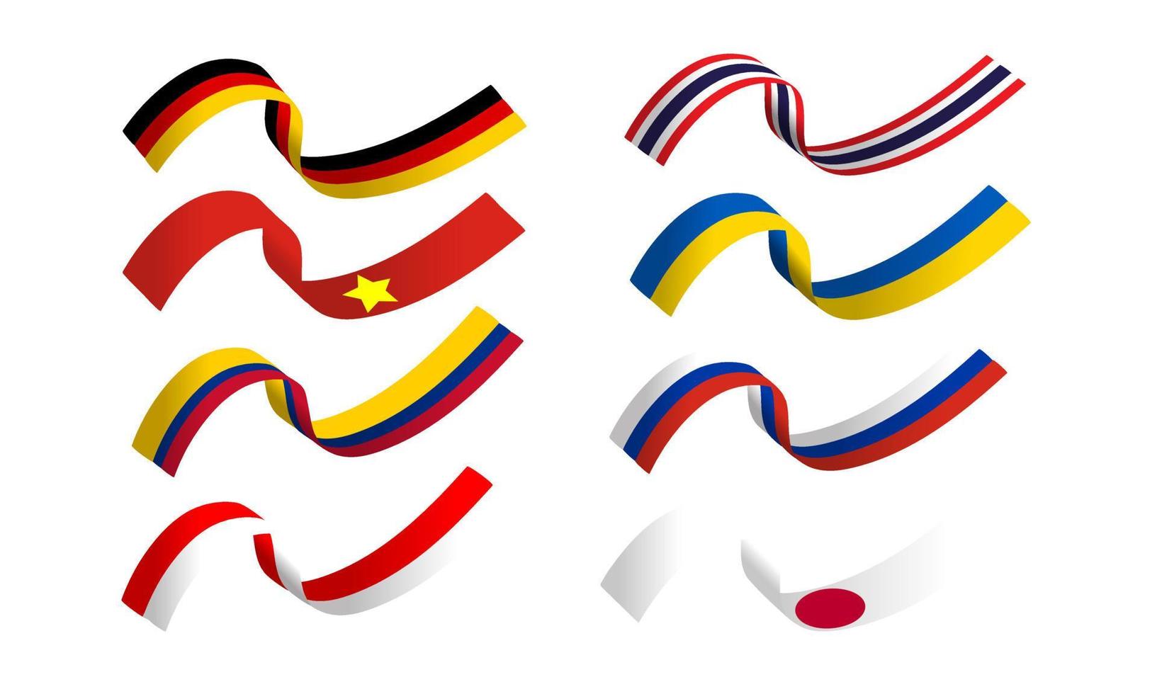 Set of ribbon flag vector