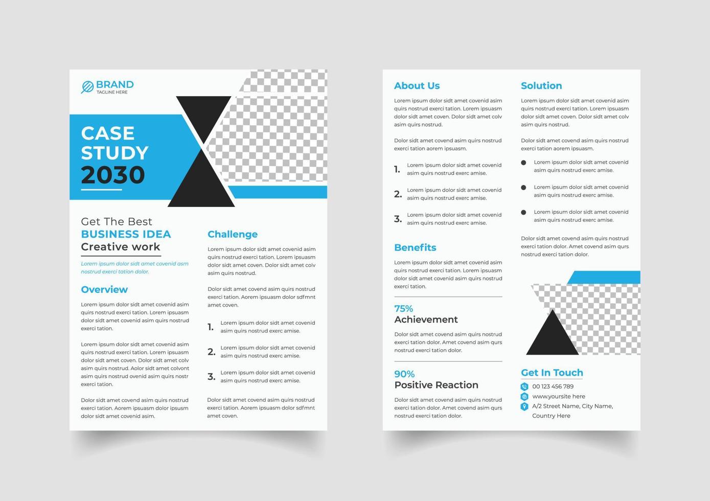 Creative case study template design vector