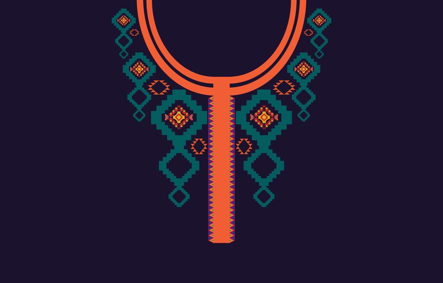 Necklace Geometric Ethnic oriental pattern traditional .embroidery design for fashion women.background,wallpaper,clothing and wrapping. vector