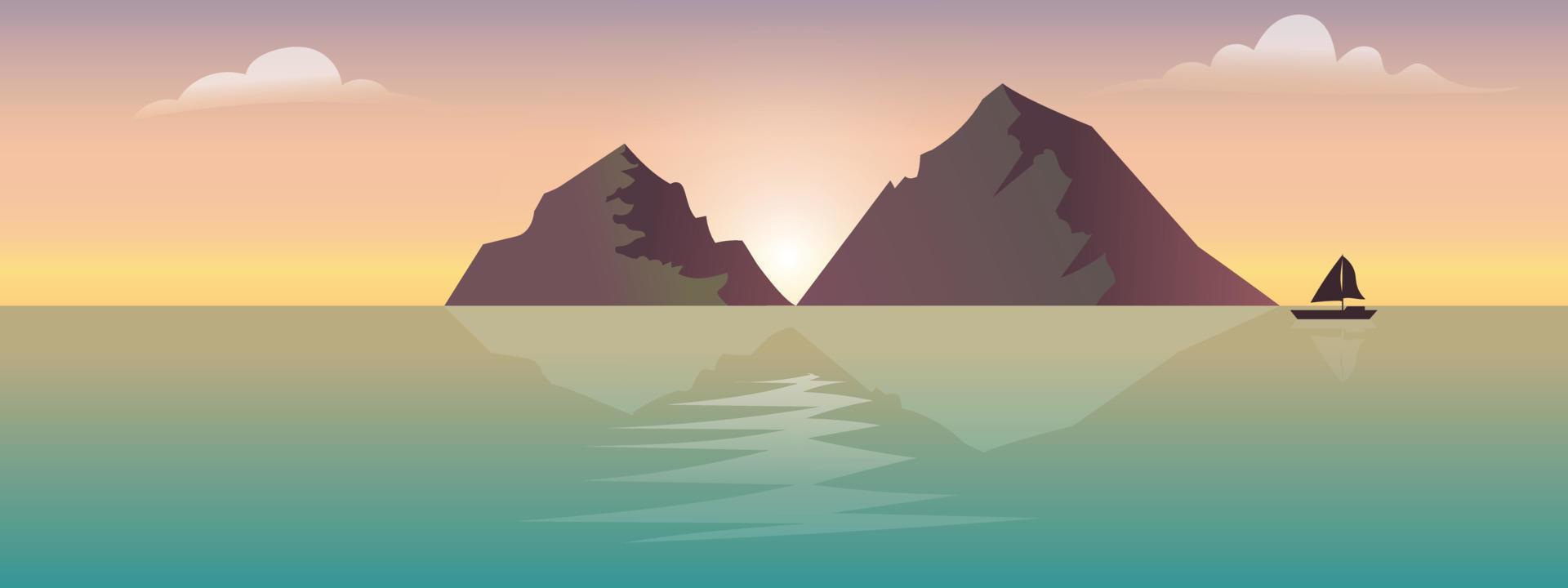 paisaje con lago de montaña vector